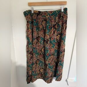 I. Vintage 90s Paisley Teal & Brown skirt size Large